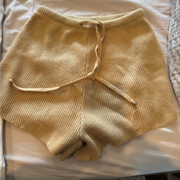 Sabo Skirt Tan High Waist Knit Shorts - Picture 2 of 4